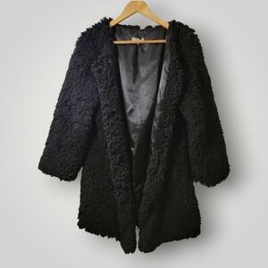 Women's Black Faux Fur Coat - ML